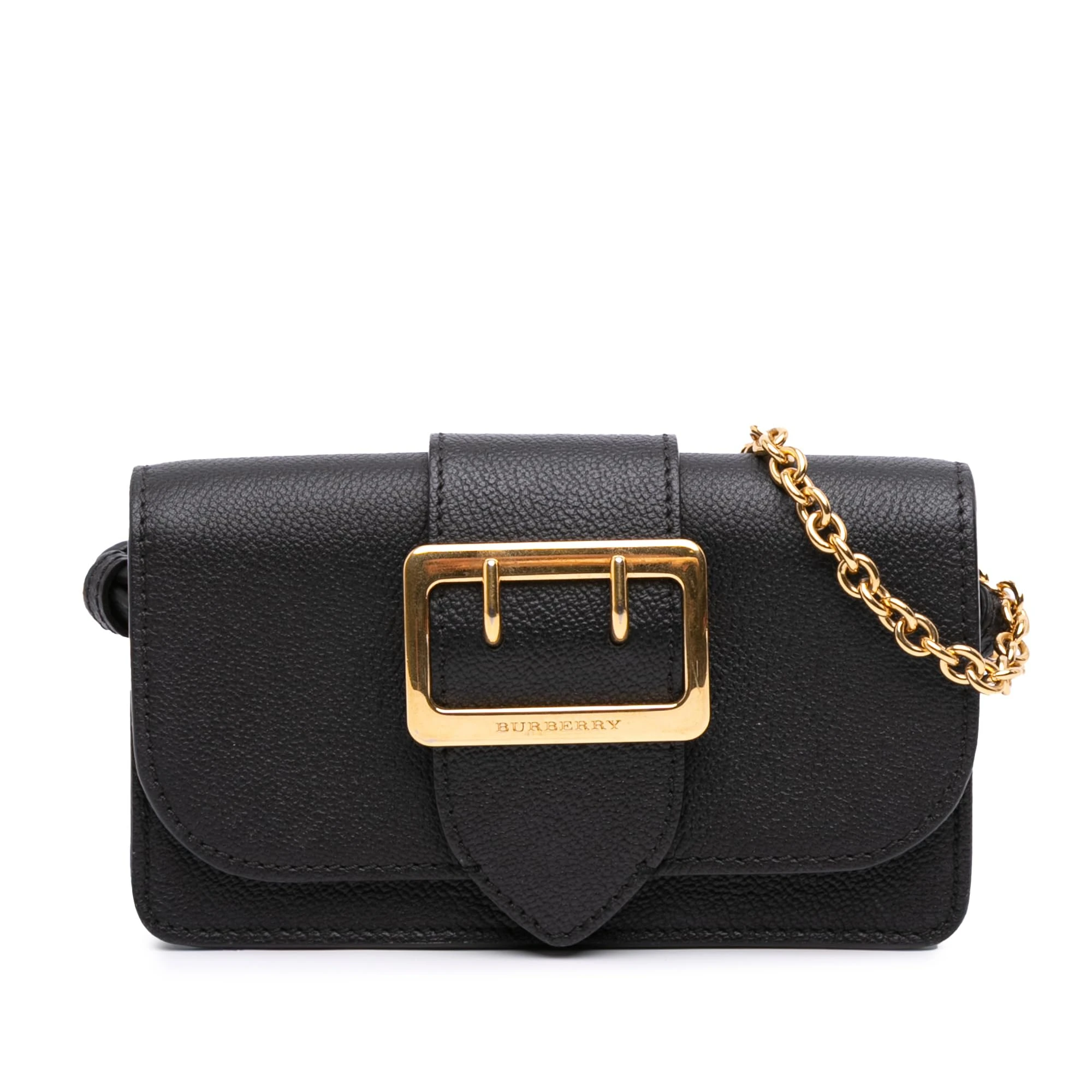 BURBERRY Pre-Loved Mini Soft Grain Calfskin Buckle Crossbody Bag