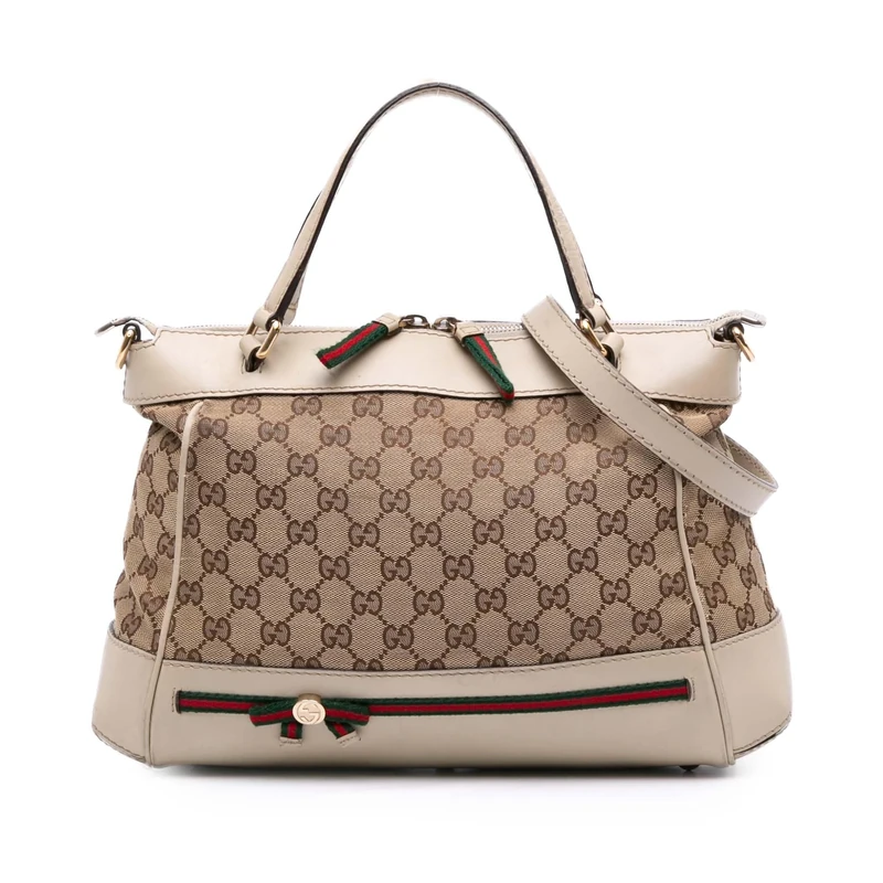 Gucci Pre-Loved GG Canvas Web Mayfair Satchel Handbag