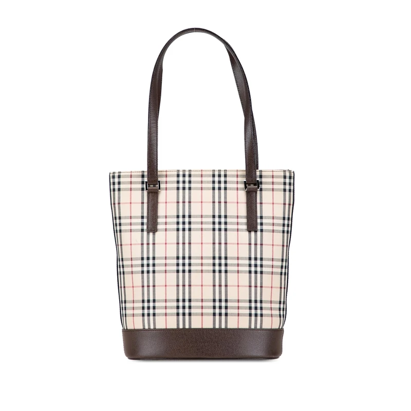 BURBERRY Pre-Loved House Check Coated Canvas Bucket Tote