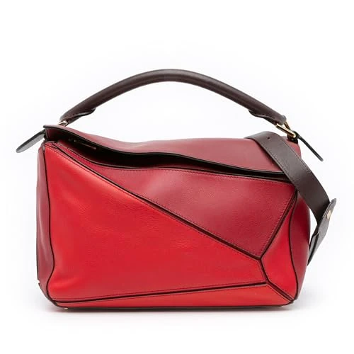 LOEWE Pre-Loved Medium Tricolor Calfskin Puzzle Satchel Handbag