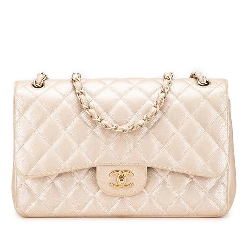 Chanel Pre-Loved Jumbo Classic Iridescent Caviar Double Flap