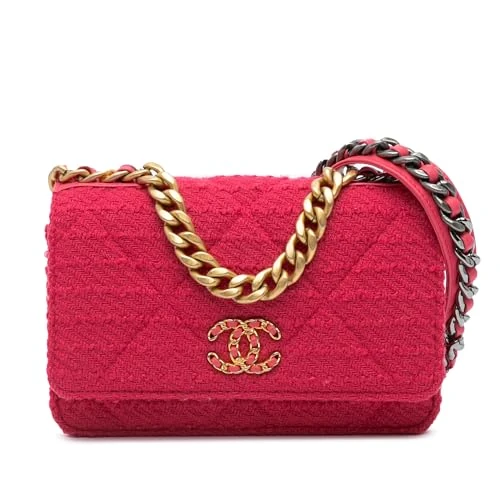 Chanel Pre-Loved Tweed 19 Wallet On Chain Handbag