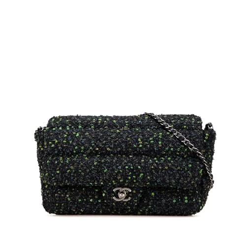 Chanel Pre-Loved CC Tweed Flap Shoulder Bag