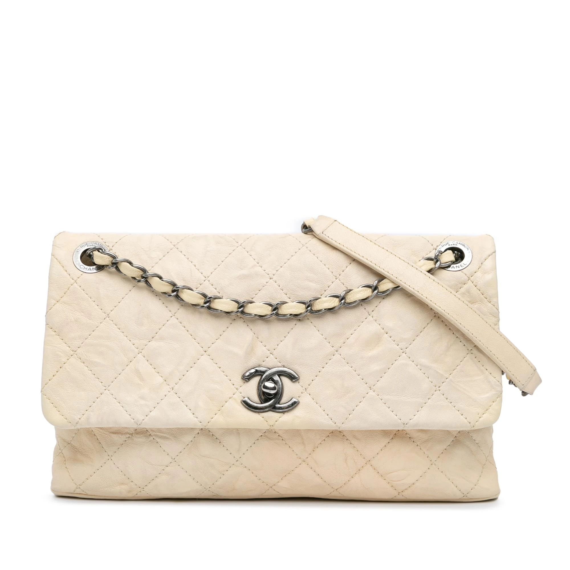 Chanel Pre-Loved CC Quilted Calfskin Aged Shoulder Bag