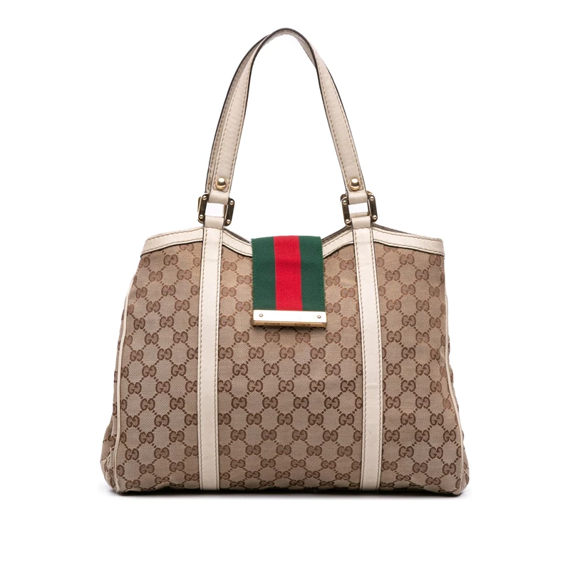 Gucci Pre-Loved GG Canvas Web New Ladies Tote