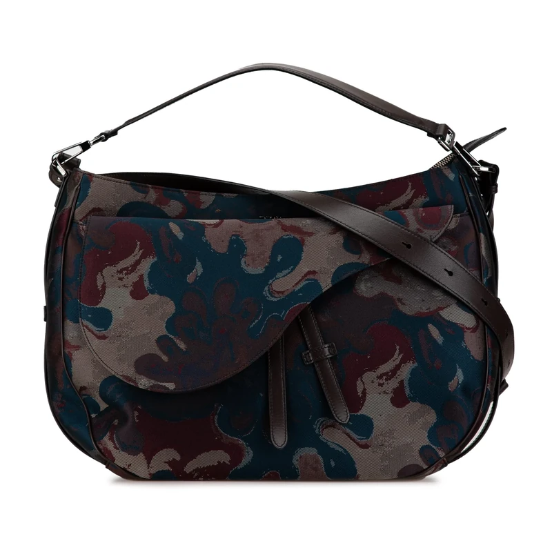 Dior Pre-Loved Peter Doig Denim Camouflage Soft Saddle Handbag Satchel