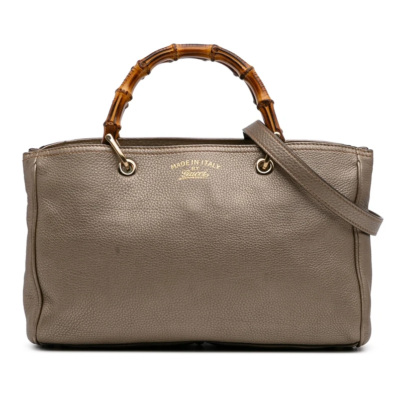 Gucci Pre-Loved Medium Calfskin Bamboo Shopper Satchel Handbag