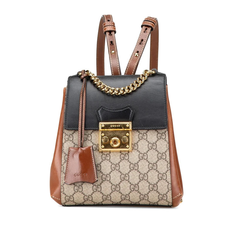 Gucci Pre-Loved GG Supreme Padlock Backpack