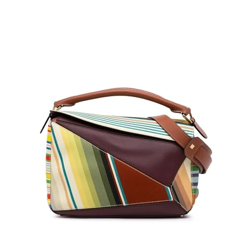 Pre-Loved Medium Canvas and Leather Puzzle Satchel