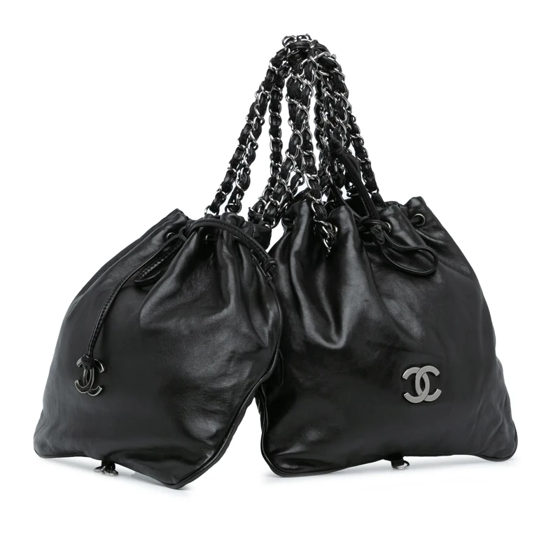 Chanel Pre-Loved CC Calfskin Dual Twin Chain Handbag