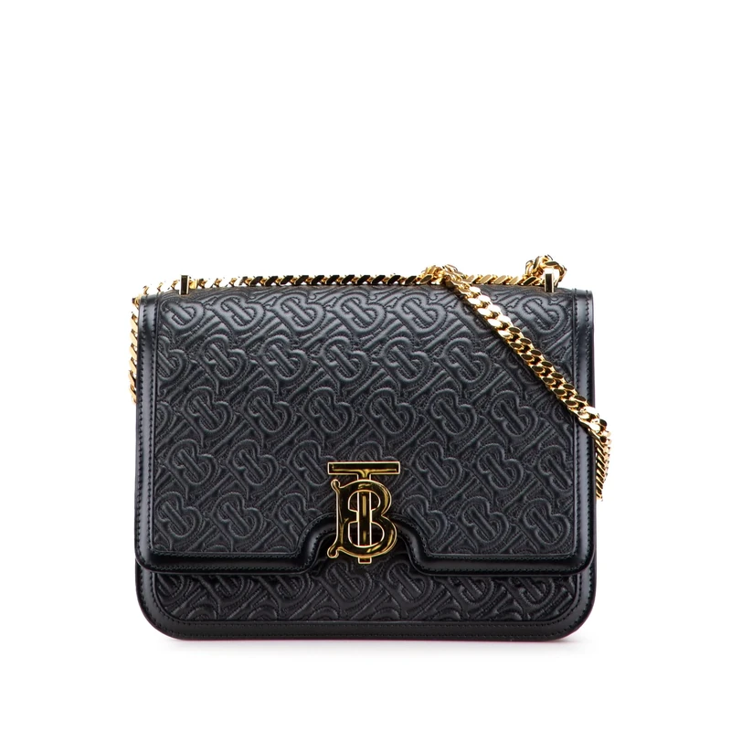 BURBERRY Pre-Loved Medium TB Monogram Embossed Calfskin Chain Crossbody