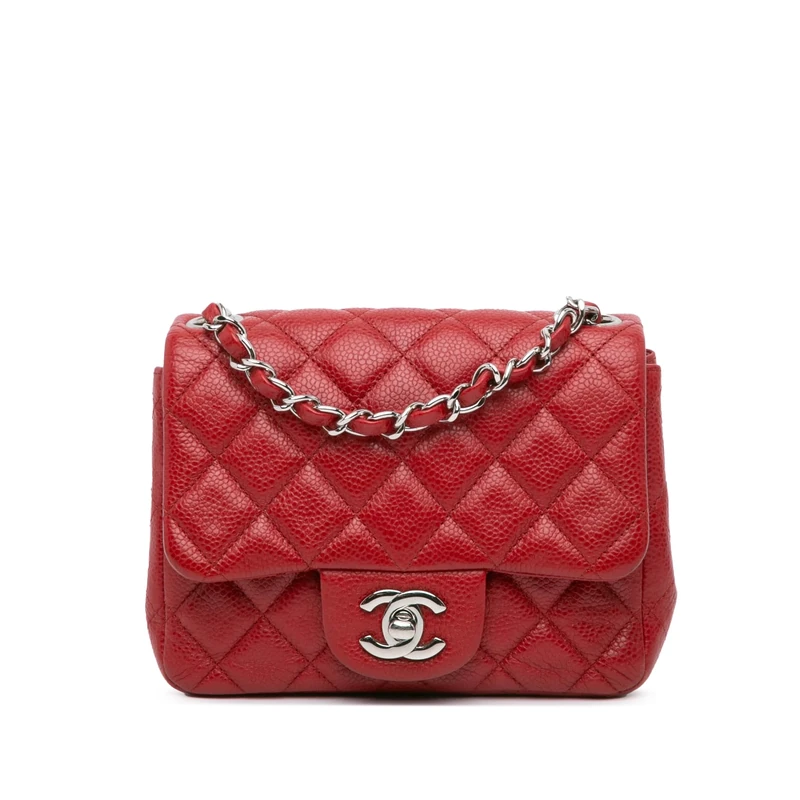 Chanel Pre-Loved Mini Square Classic Caviar Single Flap Crossbody Bag