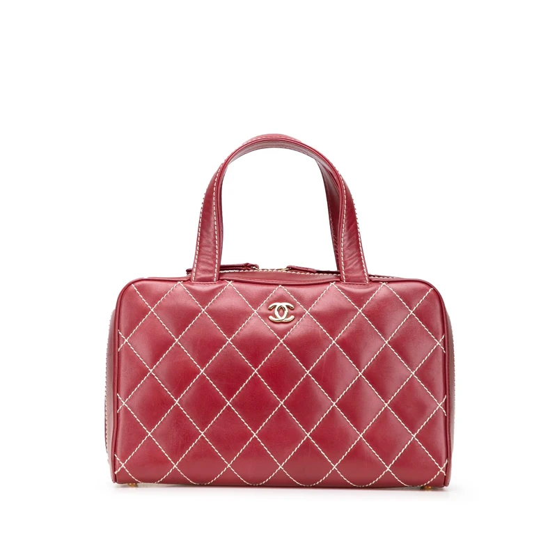 Chanel Pre-Loved CC Lambskin Wild Stitch Handbag