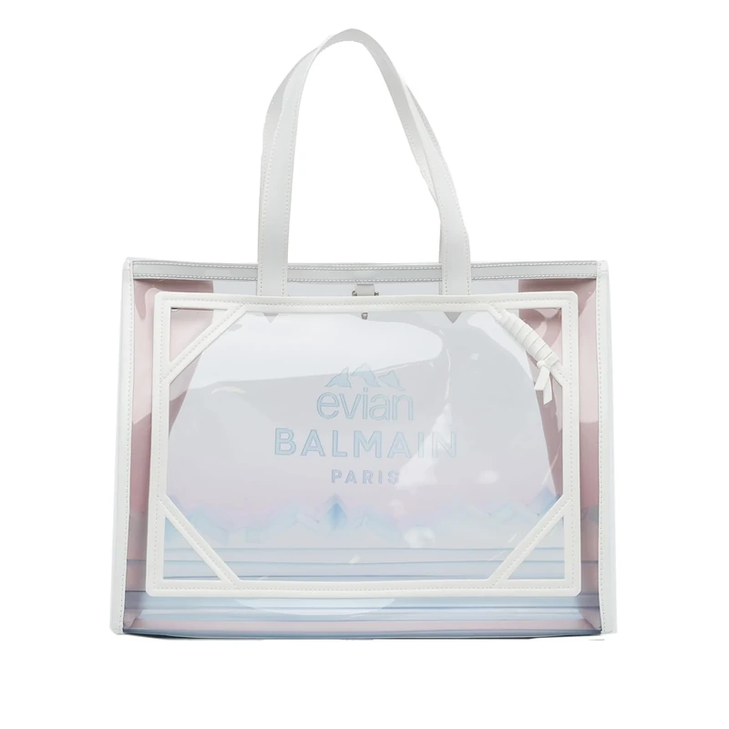 Balmain x Evian B-Army Tote - White PVC and Calfskin Bag - Image 1