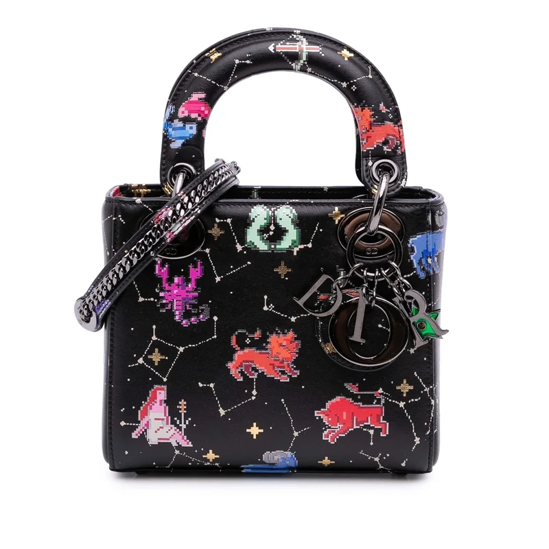 Dior Mini Calfskin Pixel Zodiac Lady Bag - Black