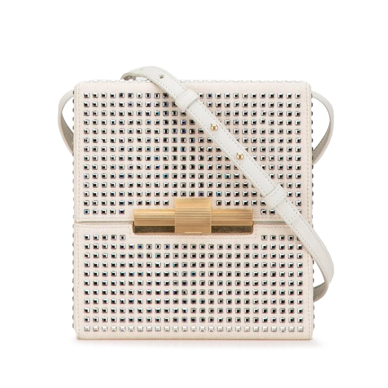 Bottega Veneta Crystal Embellished Canvas Crossbody Bag - Image 1