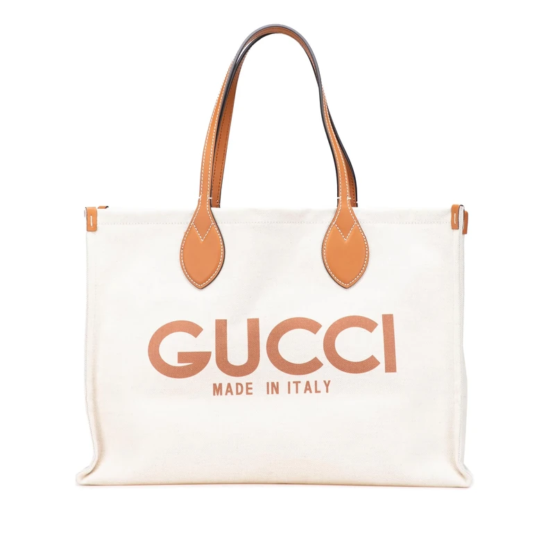 Gucci Pre-Loved Large Canvas Logo Tote Bag