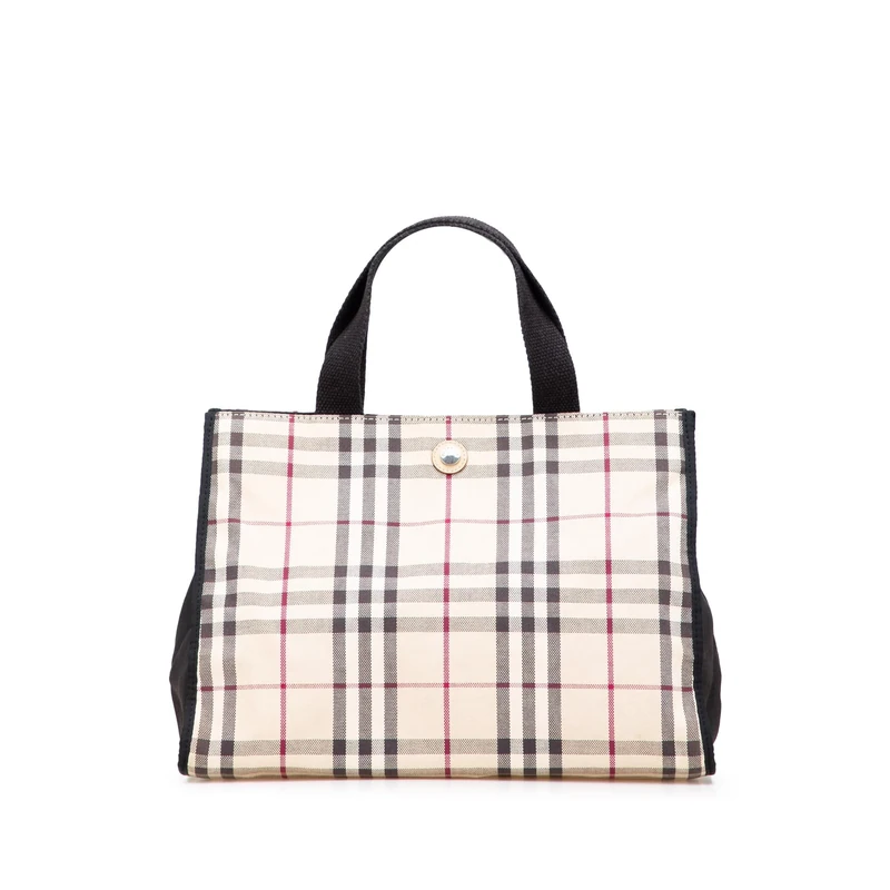 BURBERRY Pre-Loved House Check Canvas Tote