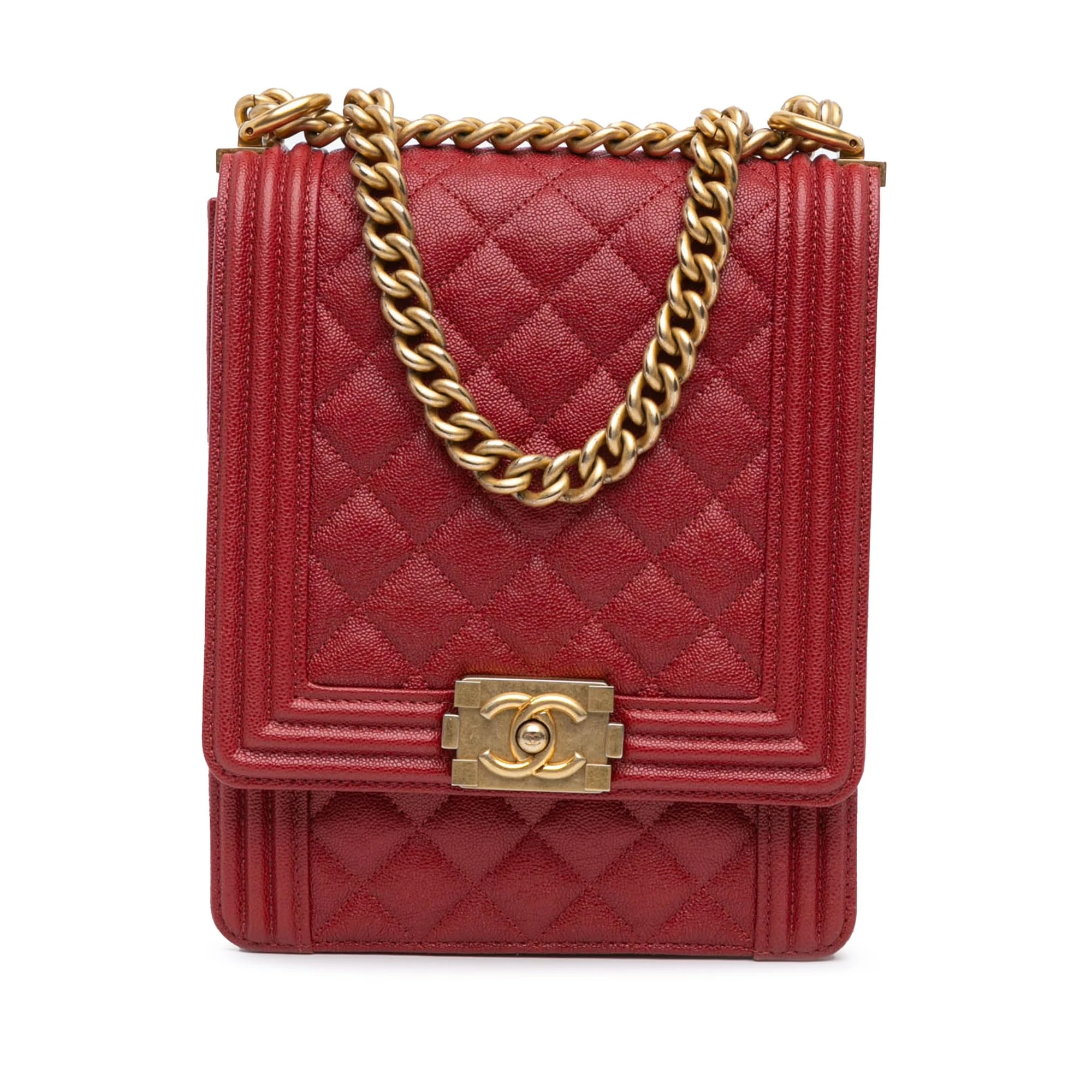 Chanel Pre-Loved Quilted Caviar North South Boy Flap Shoulder Bag