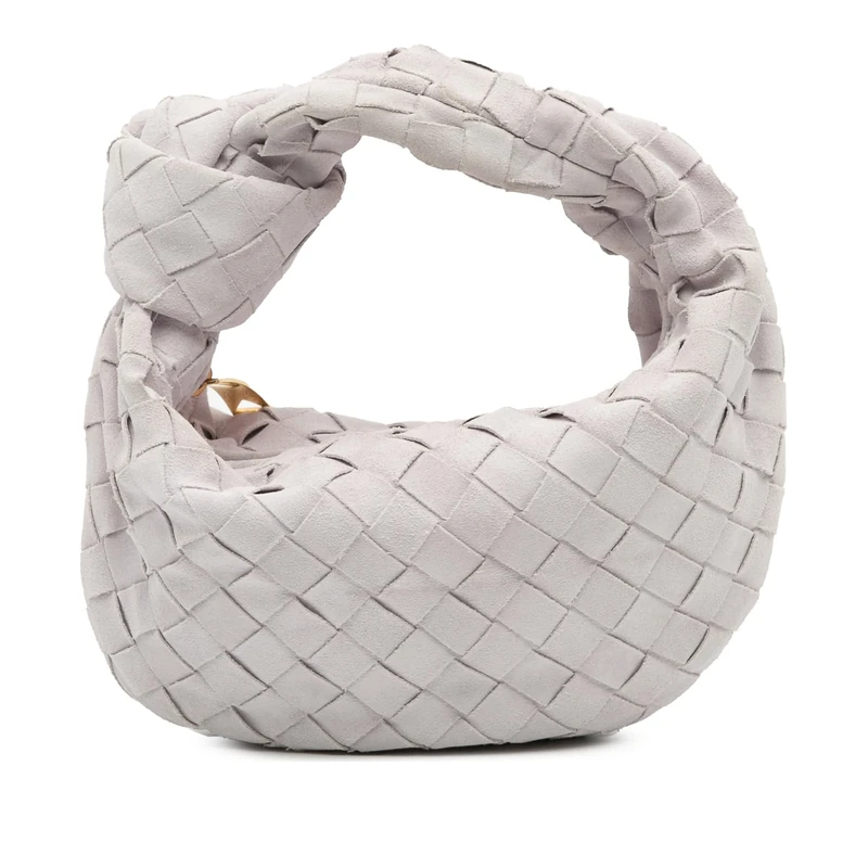 Bottega Veneta Pre-Loved Mini Suede Intrecciato Jodie Handbag