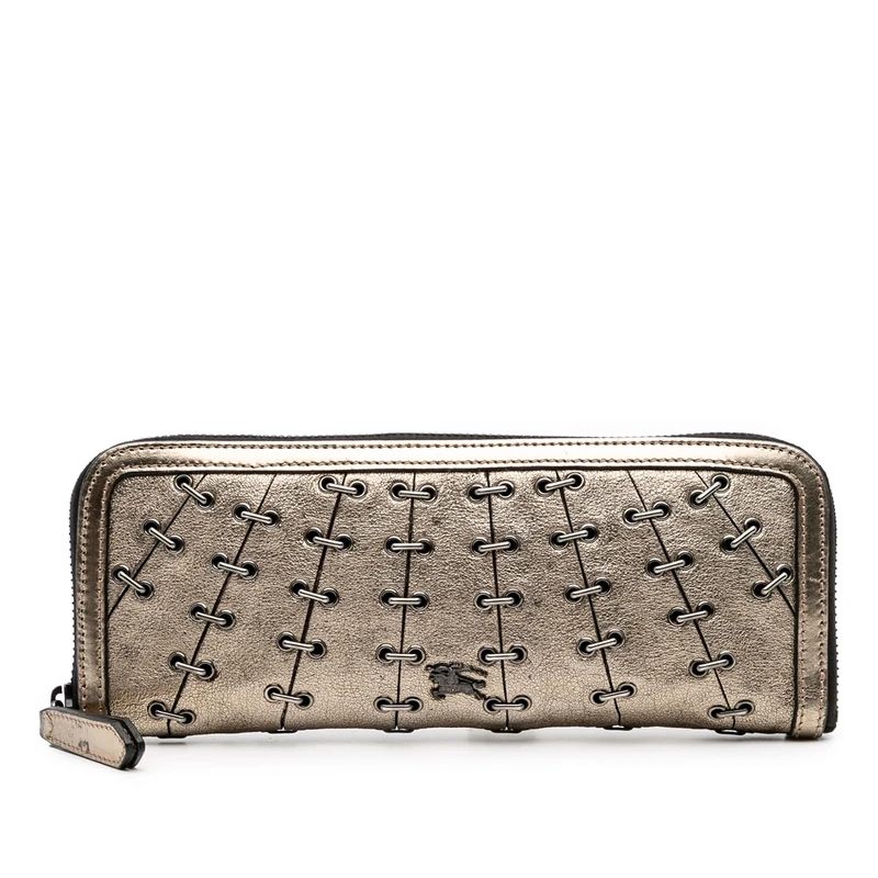 BURBERRY Pre-Loved Metallic Leather Clutch Bag