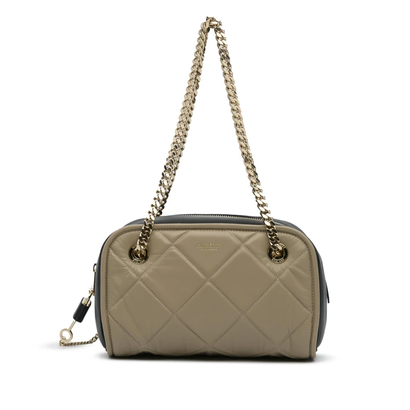 Burberry Quilted Cube Chain Shoulder Bag - Taupe Brown - Image 1