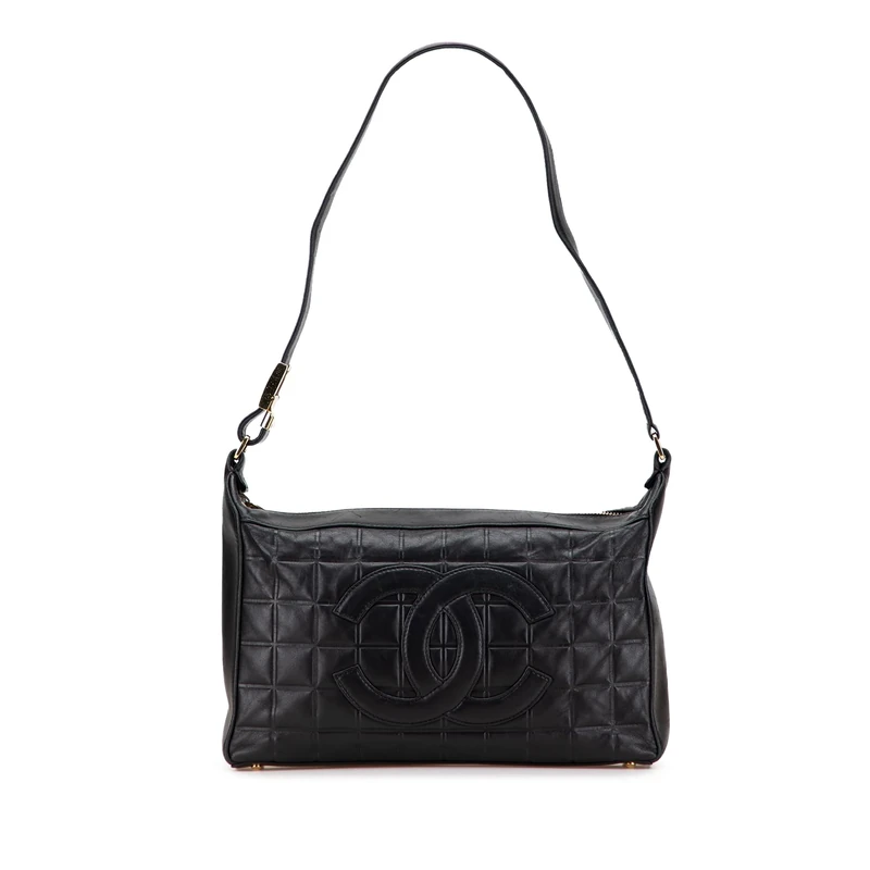 Chanel Medium Lambskin Chocolate Bar Shoulder Bag - Black
