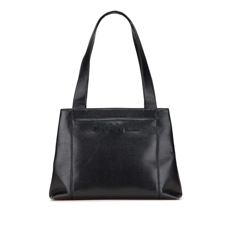 Chanel Pre-Loved Caviar LAX Embroidered Logo Tote Bag