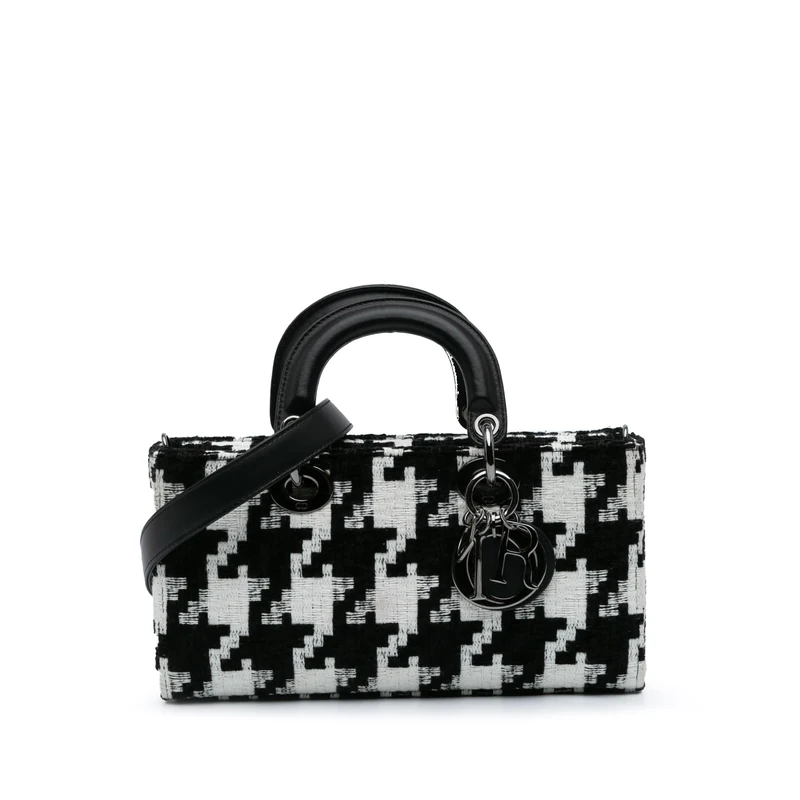 Pre-Loved Medium Canvas Macro Houndstooth Lady D Joy Handbag