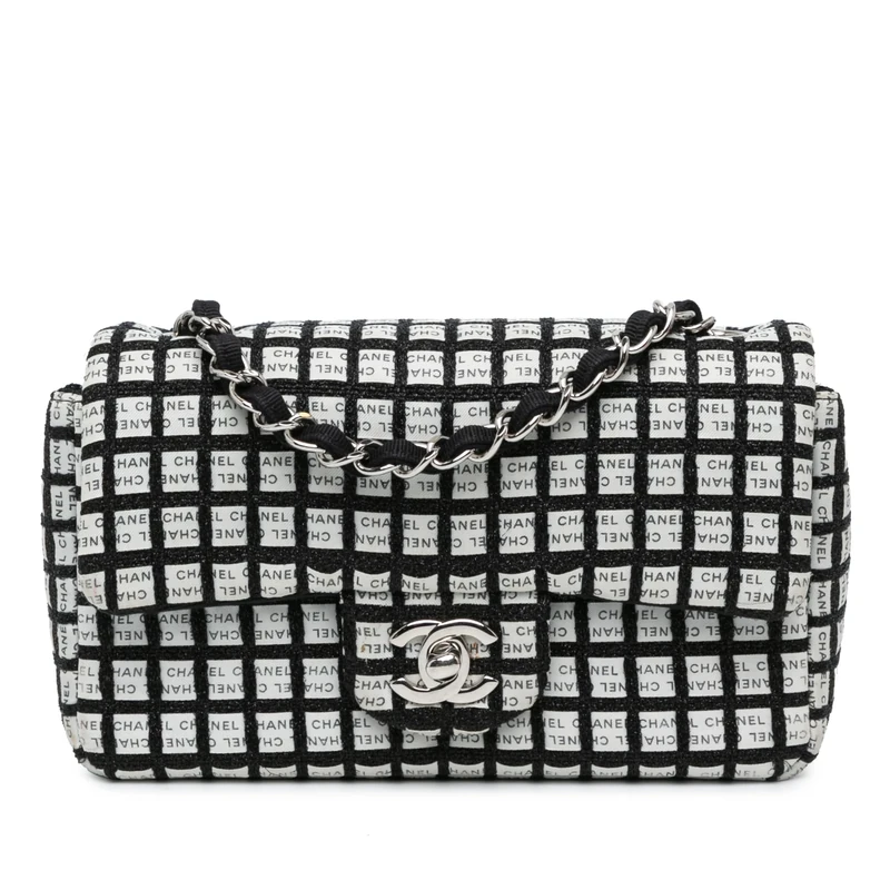Chanel Pre-Loved Mini Rectangular Classic Ribbon Tweed Double Flap Crossbody Bag