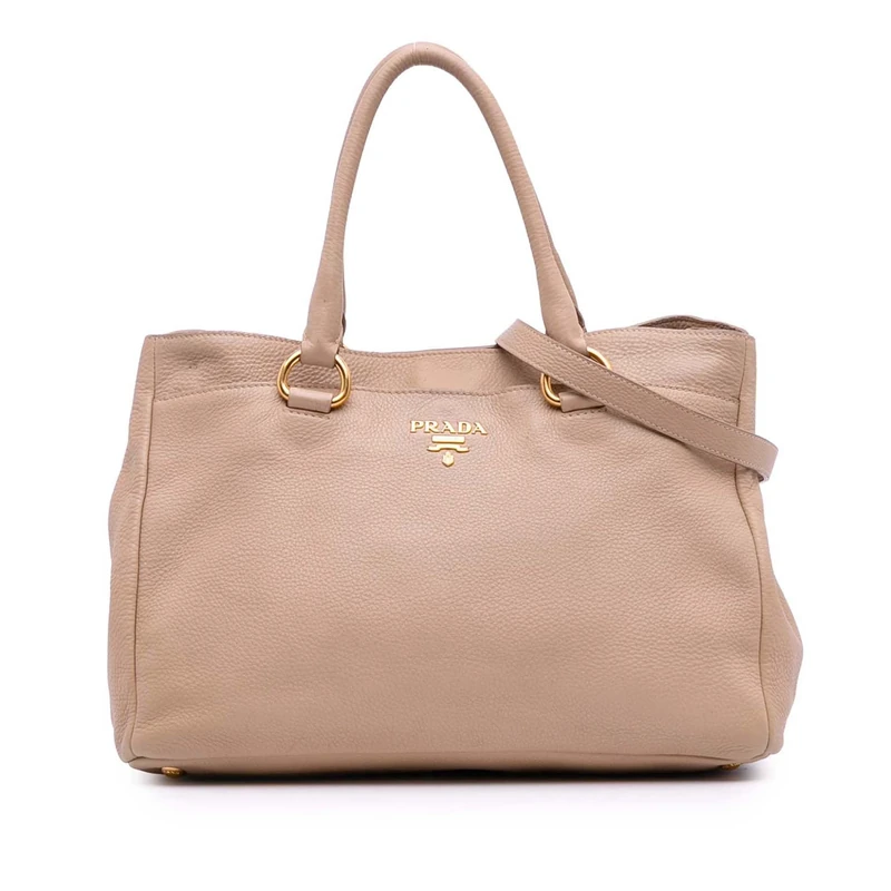 Prada Pre-Loved Vitello Daino Open Convertible Tote Handbag