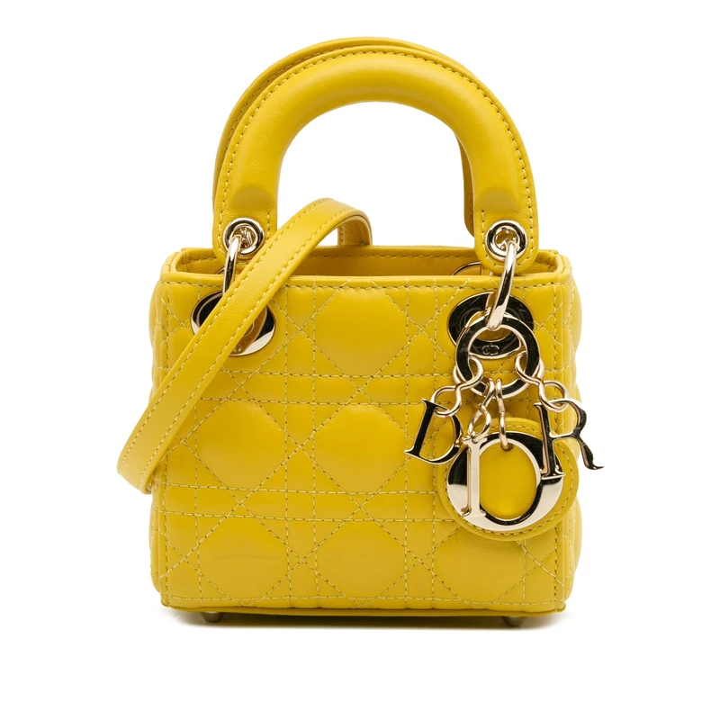 Dior Pre-Loved Micro Lambskin Cannage Lady Handbag