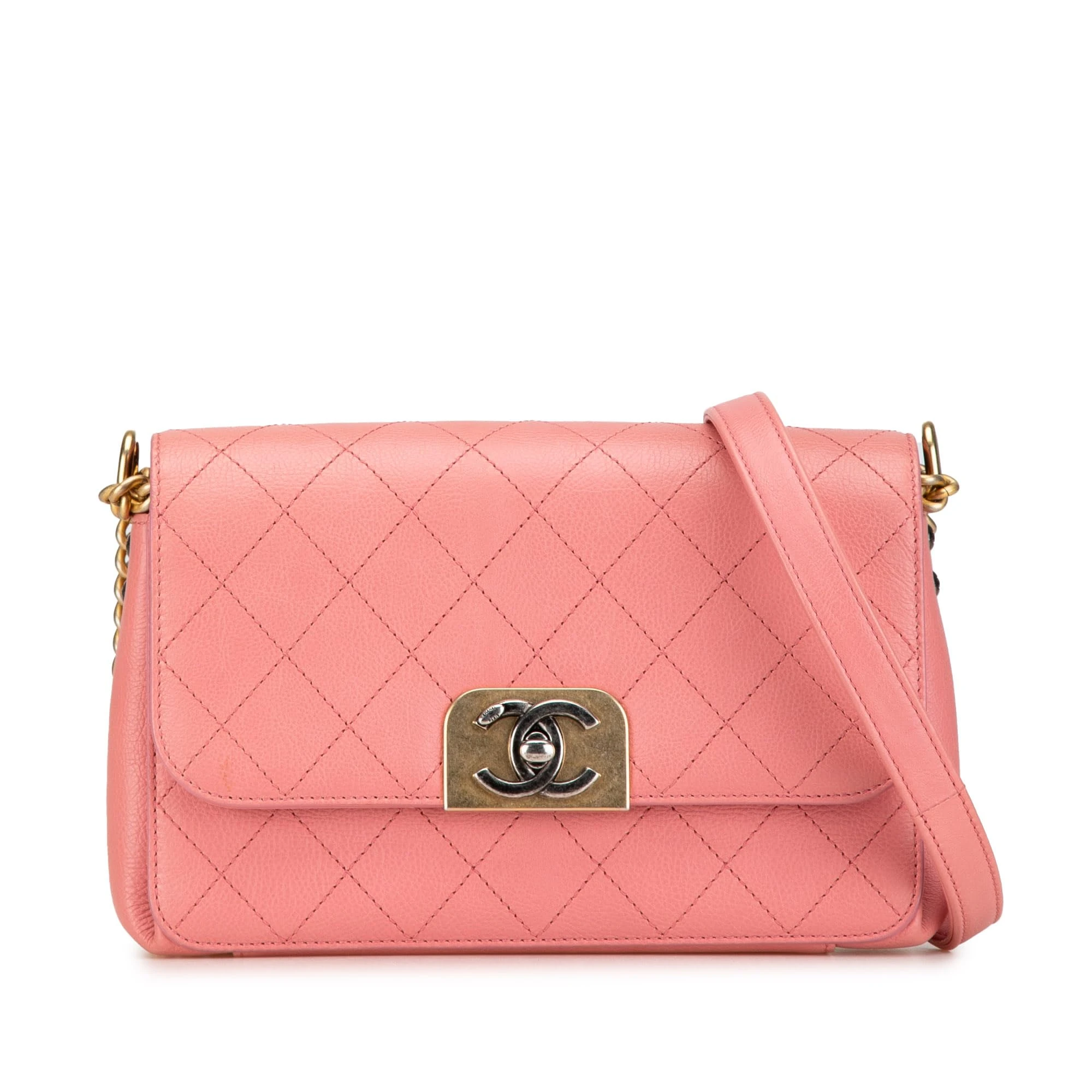 Chanel Pre-Loved Quilted Calfskin Straight Lined Flap Crossbody Bag