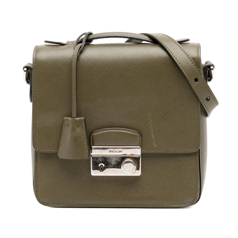 Prada Pre-Loved Small Saffiano Lux Sound Satchel Handbag