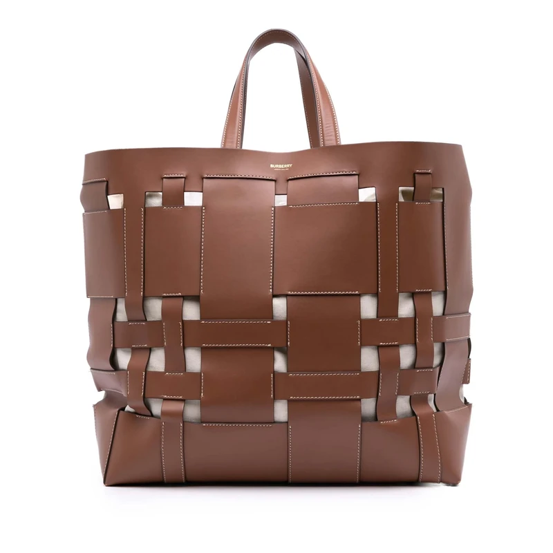Burberry Foster Tote - Large Brown Calf Leather Handbag