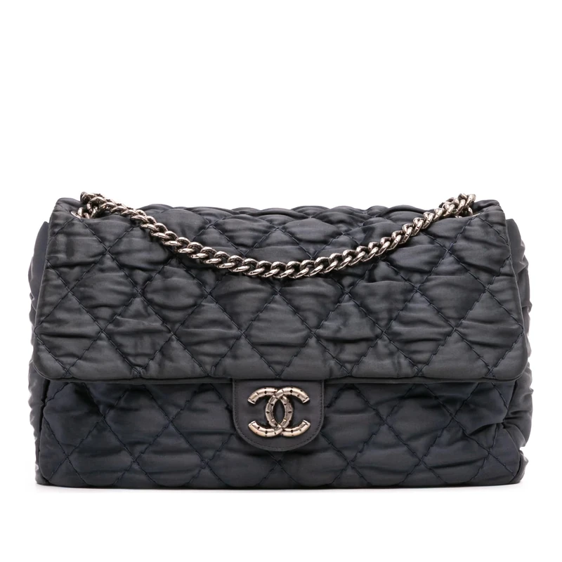 Chanel Pre-Loved Extra Large CC Quilted Satin Single Flap Shoulder Bag