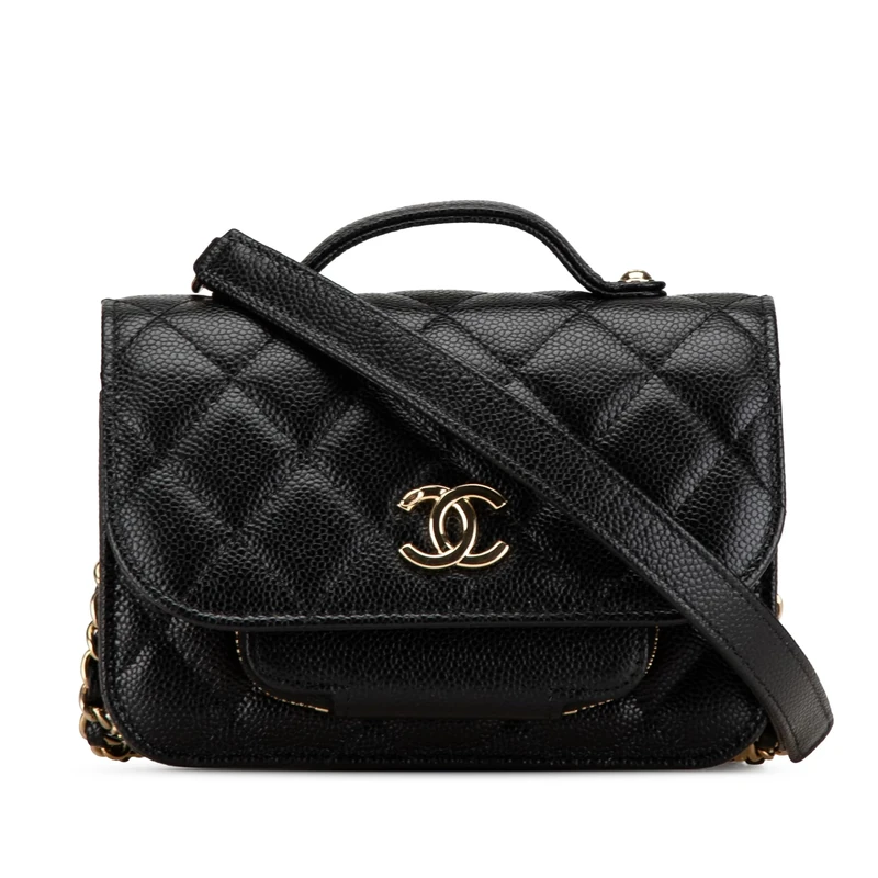 Chanel Mini Caviar Business Affinity Top Handle Bag - Black - Image 1