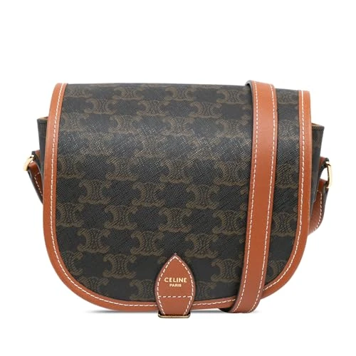 Celine Triomphe Medium Coated Canvas Crossbody Bag - Dark Brown