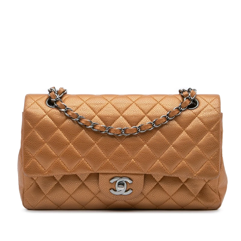 Chanel Pre-Loved Medium Classic Metallic Caviar Double Flap