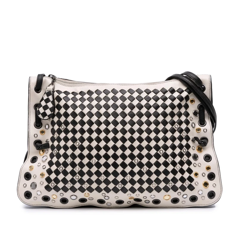 Bottega Veneta Nappa Intrecciato Check Grommet Crossbody Bag