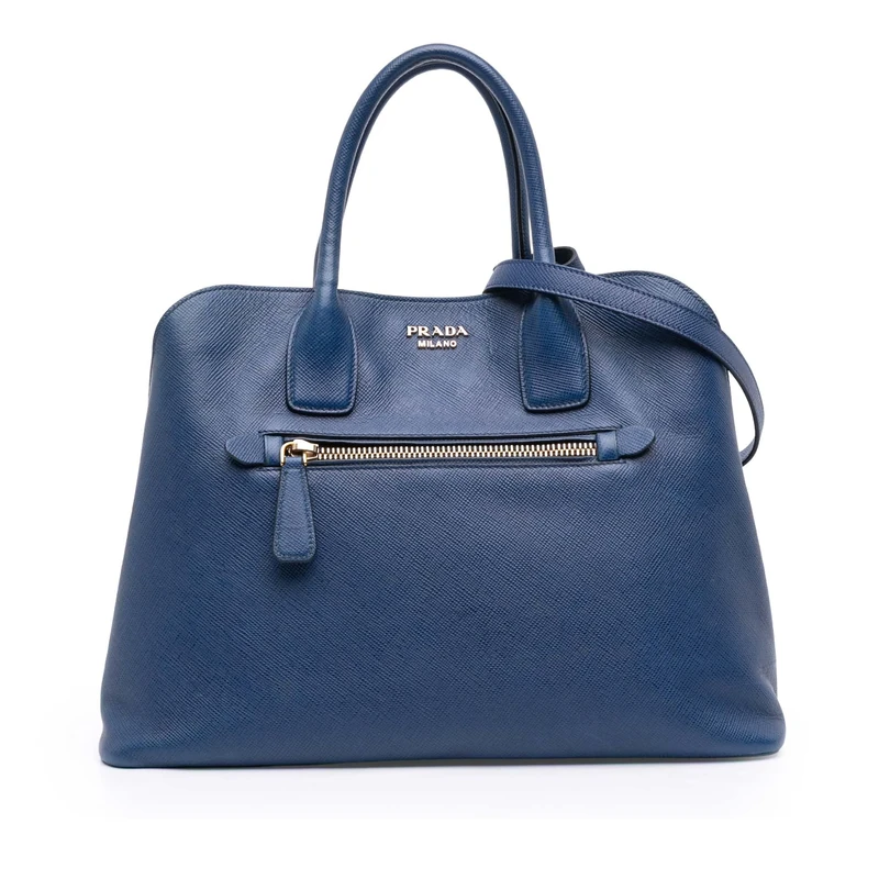 Prada Pre-Loved Saffiano Cuir Open Promenade Satchel Handbag
