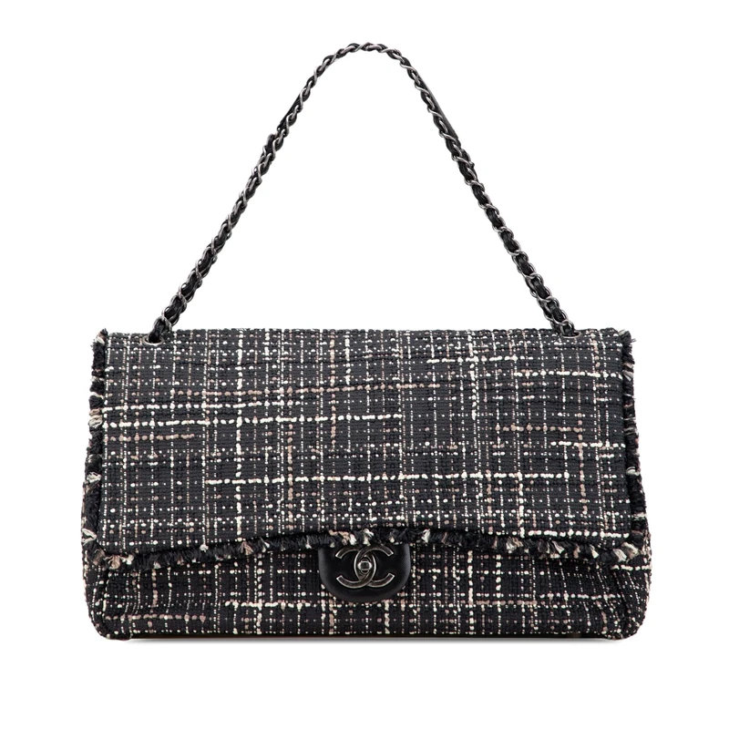 Chanel Pre-Loved XXL CC Tweed Single Flap