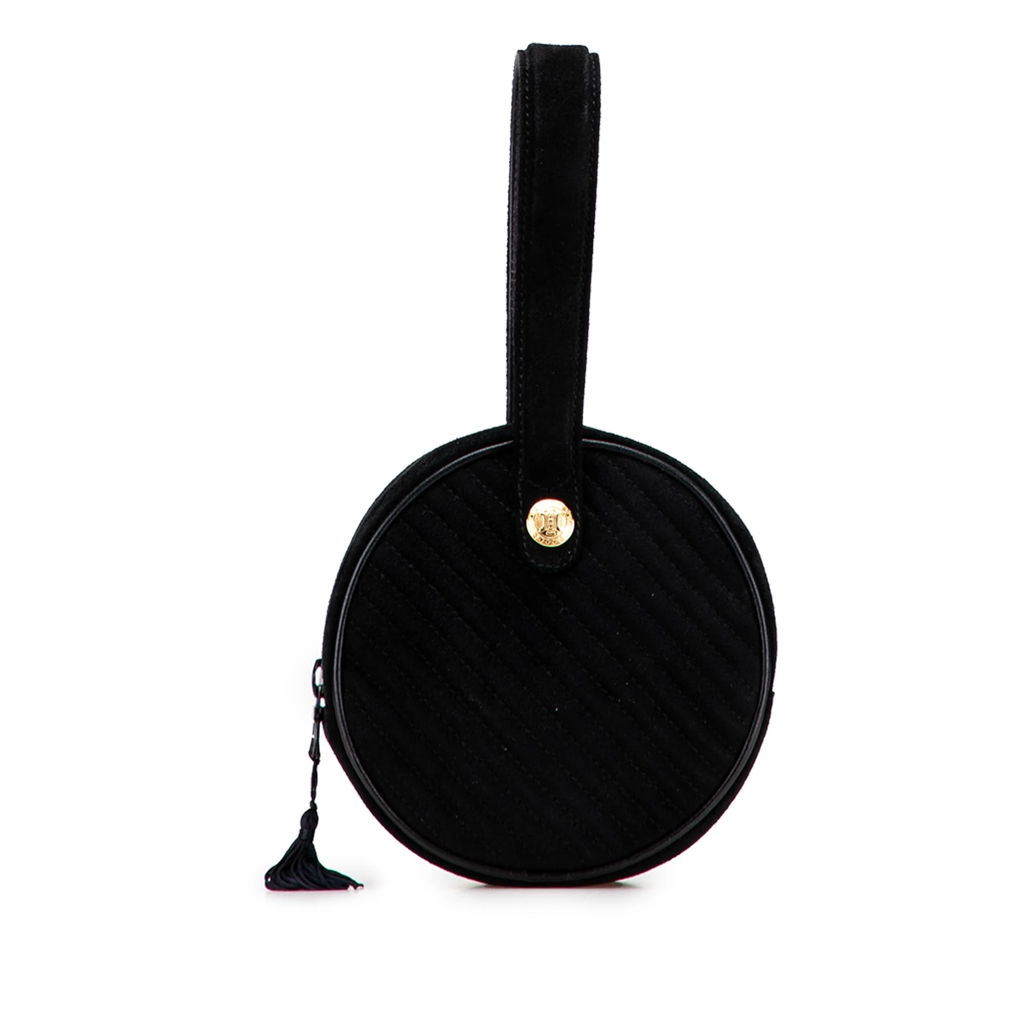 Celine Pre-Loved Round Suede Tassel Handbag