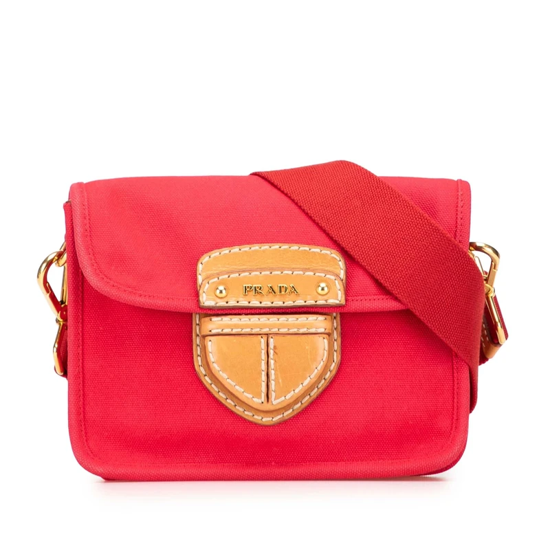 Prada Pre-Loved Canapa Righe Crossbody Bag