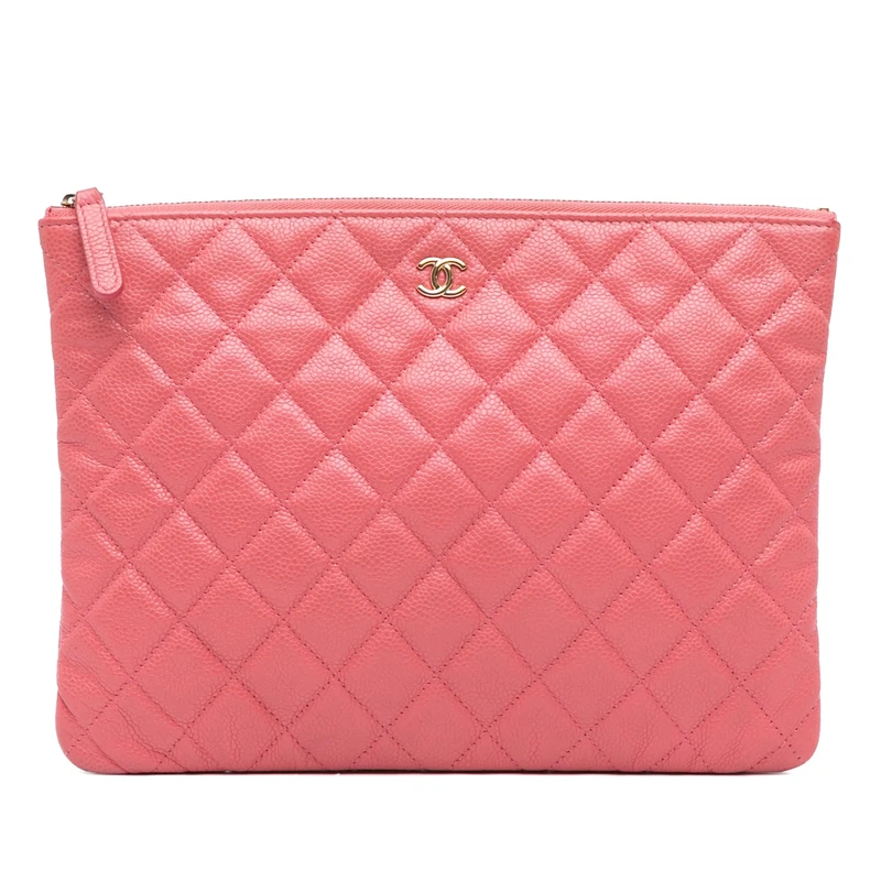 Chanel Pre-Loved Medium Quilted Caviar O Case Clutch Bag