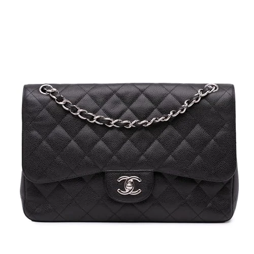 Chanel Pre-Loved Jumbo Classic Caviar Double Flap Shoulder Bag
