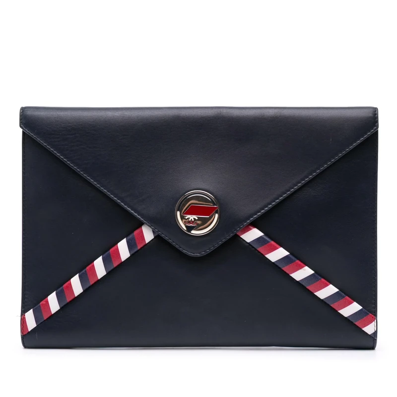 Chanel Lambskin Airlines Envelope Clutch - Black and Red - Image 1