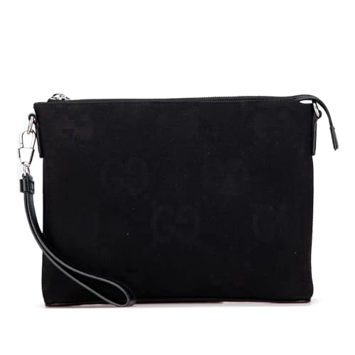 Gucci Pre-Loved Jumbo GG Canvas Clutch On Strap Crossbody Bag