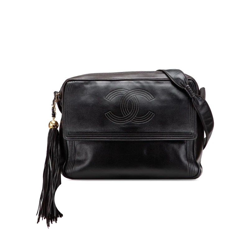 Chanel Pre-Loved CC Lambskin Flap Tassel Crossbody Bag