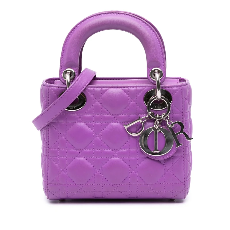 Dior Pre-Loved Mini Lambskin Cannage Lady Handbag